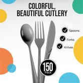Silver Cutlery Combo Set - 50 Forks 50 Spoons And 50 Knives